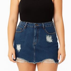 Rue21 Blue Distressed Mini Skirt